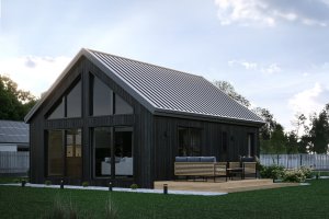 rojeDom prefabrykowany Sole 55 ciemna deska 1 