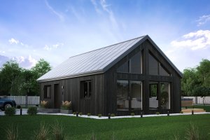 Dom prefabrykowany Sole 55 ciemna deska 2 